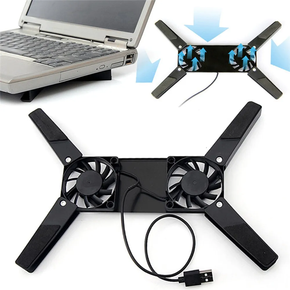 Laptop Desktop Stand Dual Cooling Fans Laptop Cooling Pad Foldable Support Rack Computer Components Laptop Table Folding Holder