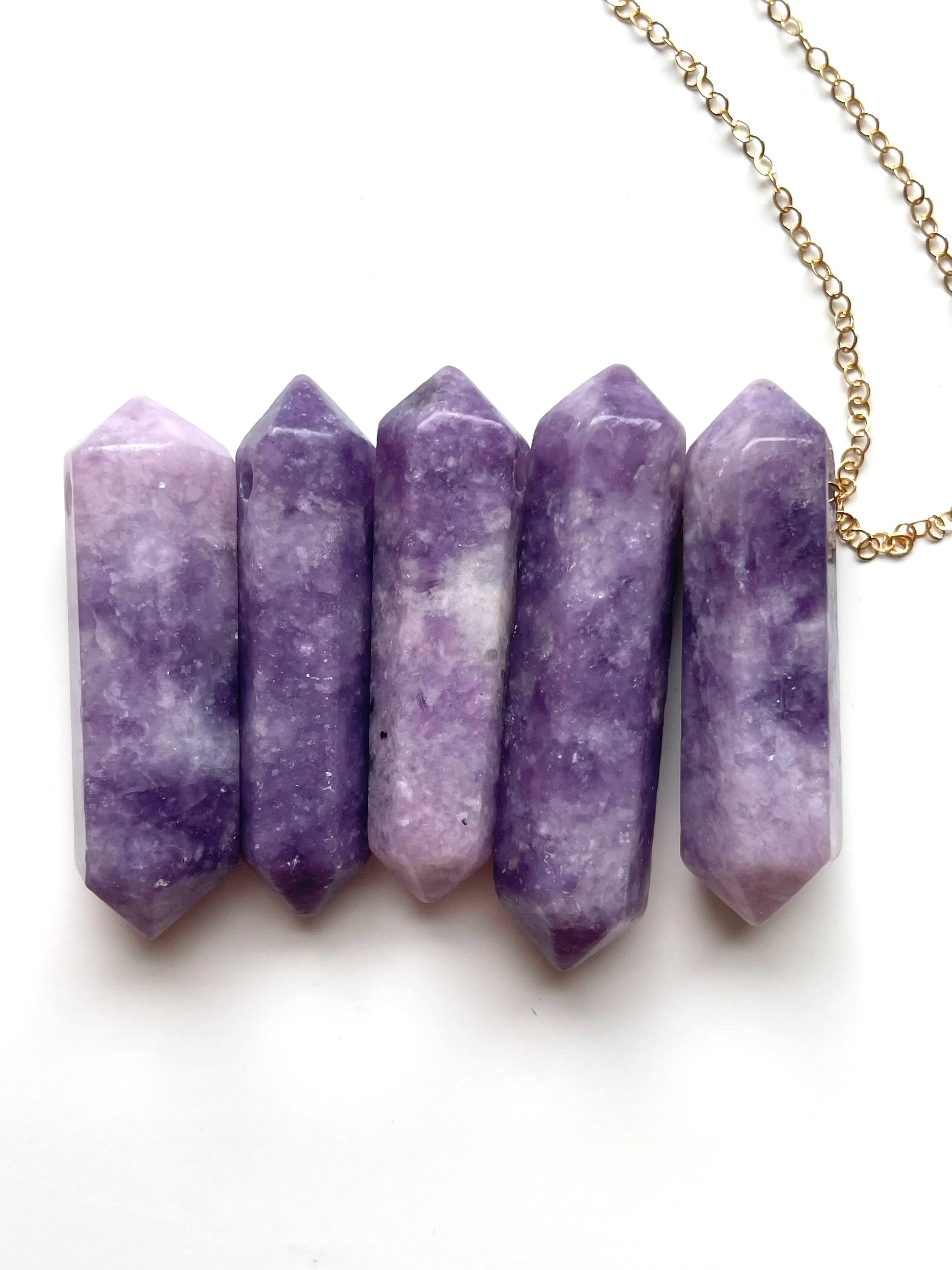 Lepidolite Point Necklace - Crystal Healing Jewelry Sterling or Gold Fill