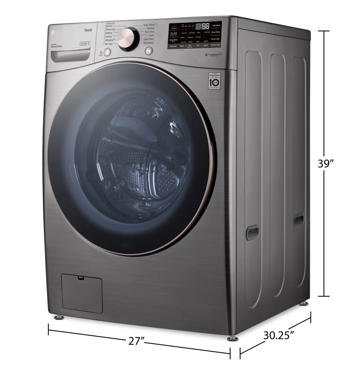 LG 5.2 Cu. Ft. Front-Load Washer and 7.4 Cu. Ft. Electric Dryer - Graphite Steel