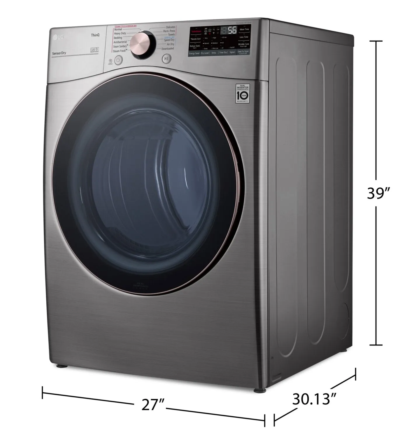 LG 5.2 Cu. Ft. Front-Load Washer and 7.4 Cu. Ft. Electric Dryer - Graphite Steel