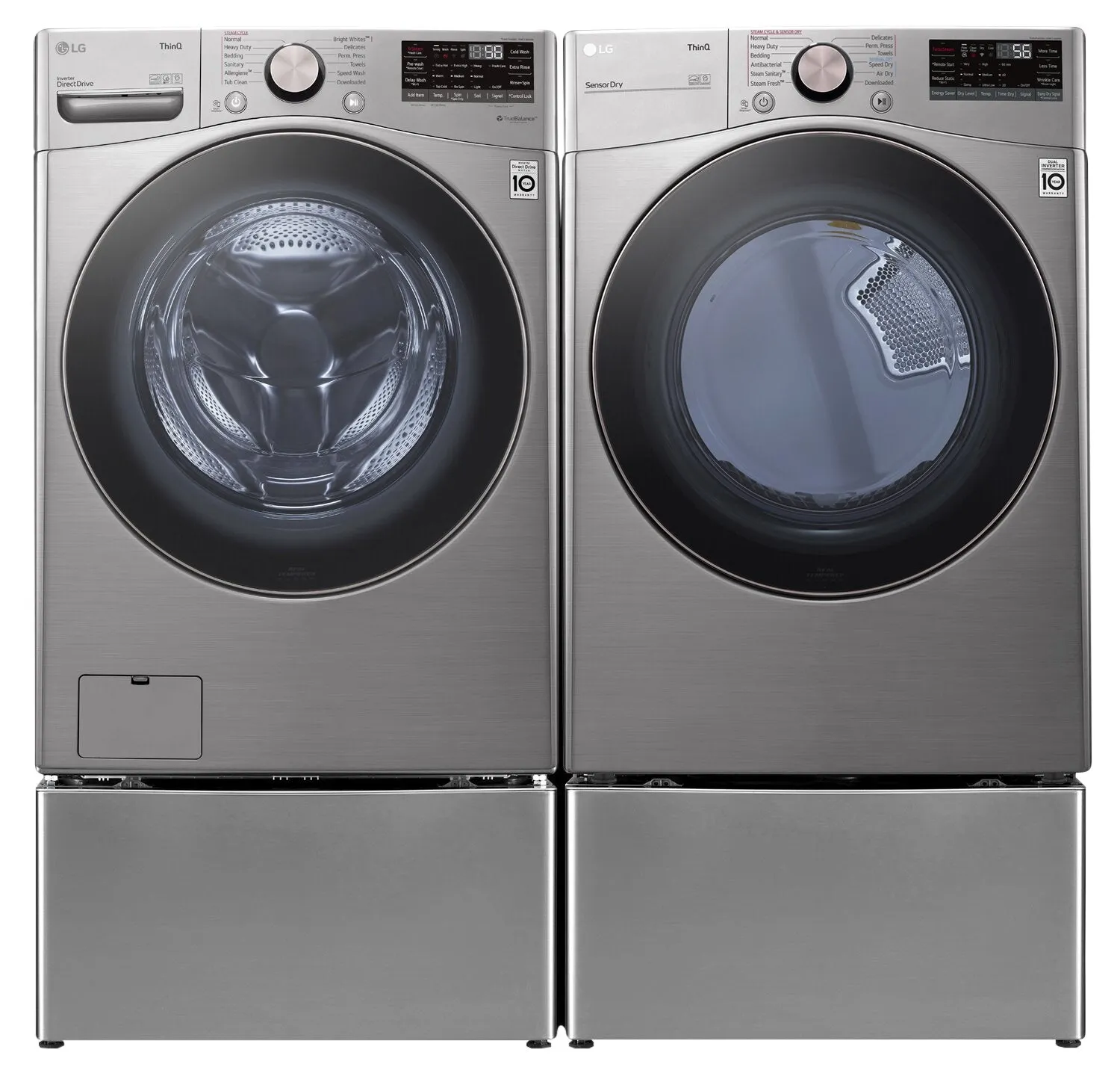 LG 5.2 Cu. Ft. Front-Load Washer and 7.4 Cu. Ft. Electric Dryer - Graphite Steel