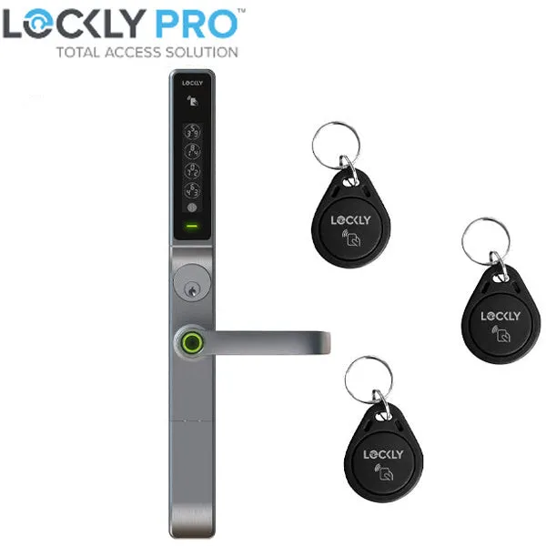 Lockly Guard -DEFENDER 238LE - Biometric Electronic Lever Set - Mortise Exit Trim Edition - RFID - Fingerprint Reader - Wi-Fi-Bluetooth App Controlled - Satin Nickel