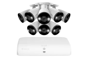 Lorex 4K 16 Camera Capable (8 Wired   8 Fusion Wi-Fi ) 2TB Wired NVR System with Eight IP Smart Deterrence Bullet Cameras - Open Box