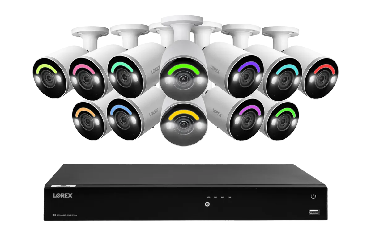 Lorex Fusion Series 4K 16 Camera Capable (Wired or Fusion Wi-Fi) 4TB Wired NVR System with Wired 4K IP Bullet Cameras