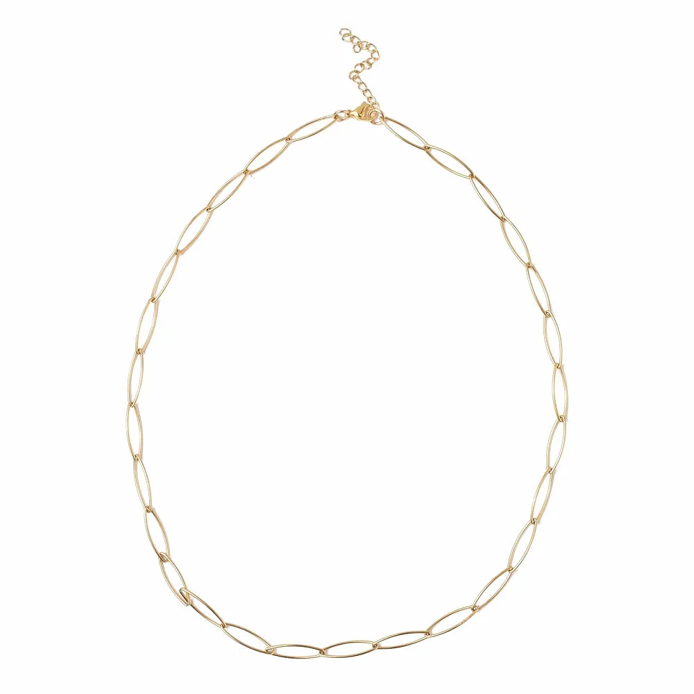 Marquise Paperclip Chain Necklace - Plated Stainless - 20.5"