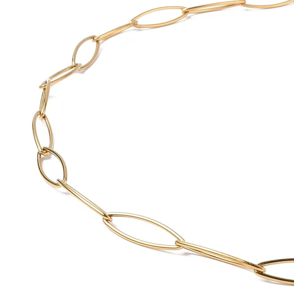 Marquise Paperclip Chain Necklace - Plated Stainless - 20.5"