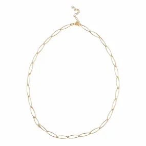 Marquise Paperclip Chain Necklace - Plated Stainless - 20.5"