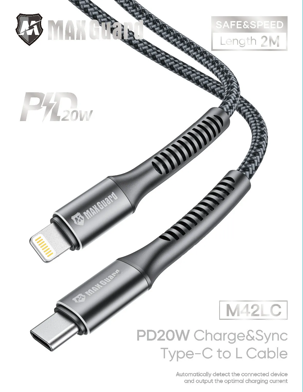 MaxGuard M42LC Lightning to Type c Cable with PD20W 2m