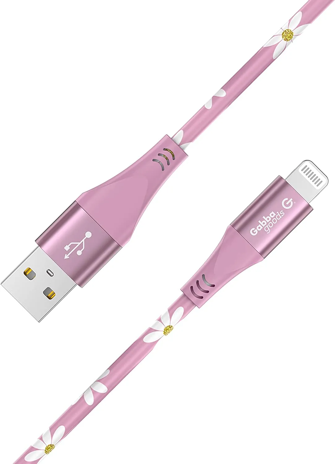 MFi Certified Lightning 4FT Printed Lightning Sync & Charge Cable (Pink Sunflower) Compatible with: iPhone 13/iPhone 13 Pro/iPhone 13 Pro Max/iPhone 13 Mini/IPhone 12 Pro/iPhone 12 Pro Max/iPhone 12 mini/iPhone 12/iPhone 11