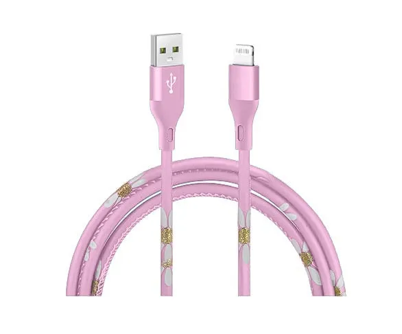 MFi Certified Lightning 4FT Printed Lightning Sync & Charge Cable (Pink Sunflower) Compatible with: iPhone 13/iPhone 13 Pro/iPhone 13 Pro Max/iPhone 13 Mini/IPhone 12 Pro/iPhone 12 Pro Max/iPhone 12 mini/iPhone 12/iPhone 11