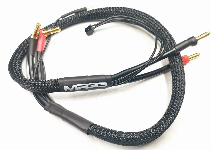 MR33 2S All-Black Charging Lead - 600mm - (4 / 5mm Dual Plug - XH) MR33-BCL600