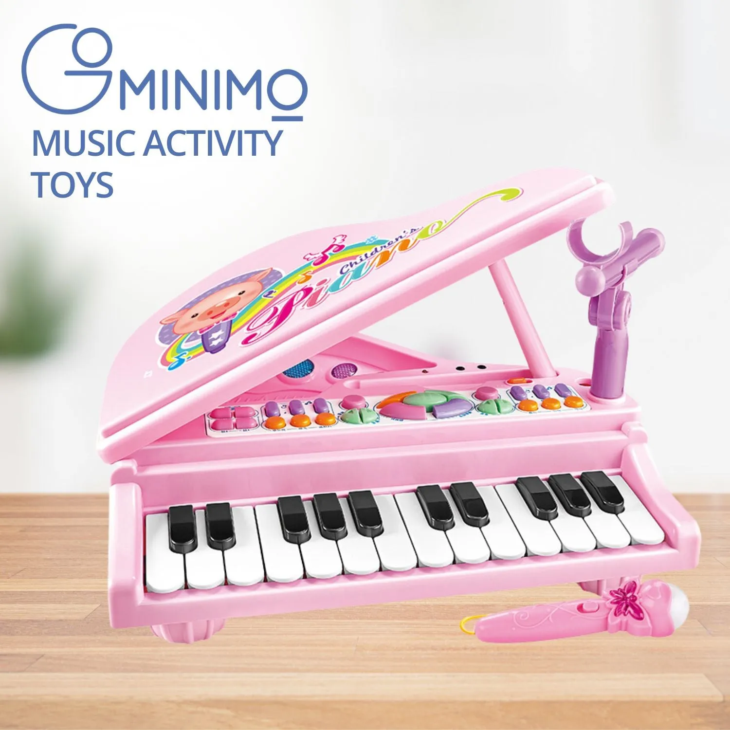 Multi-Functional Kids Piano Keyboard with Mic (Pink)