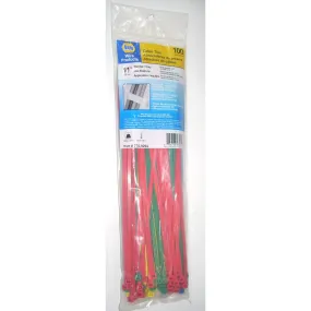 Napa 770-9294 Standard Duty Cable Ties 0.19 x 11" Long 6/6 Multi-Color 100 pk