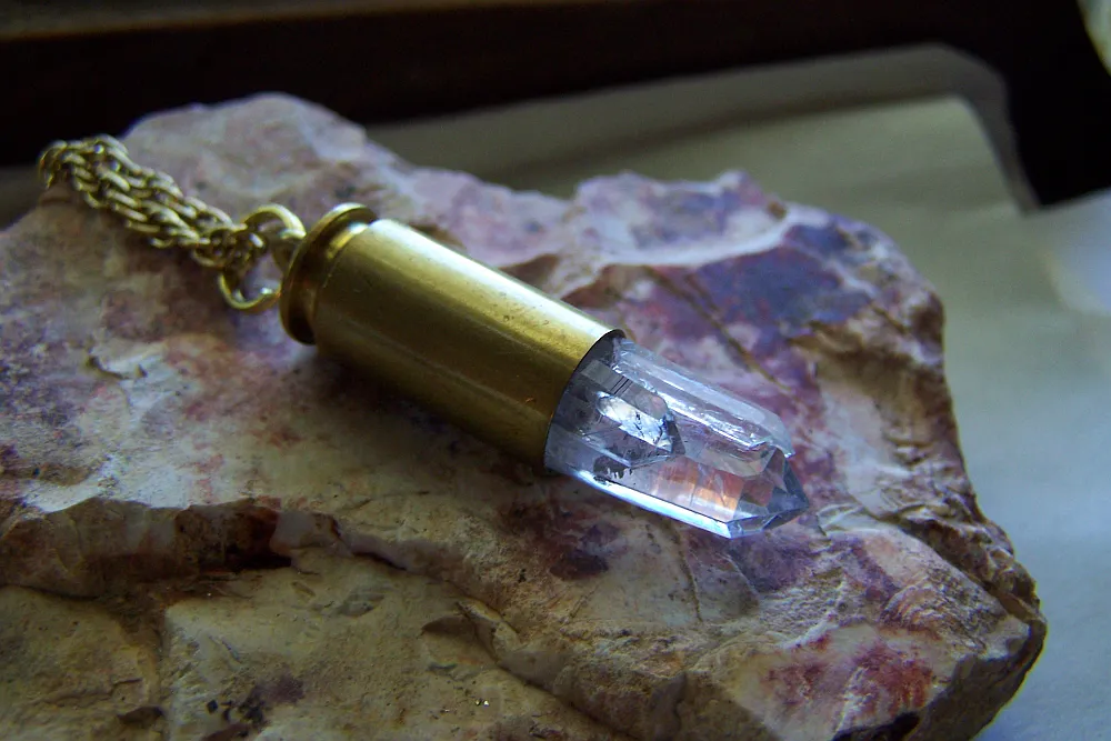 Natural Quartz Crystal Bullet Jewelry Pendant