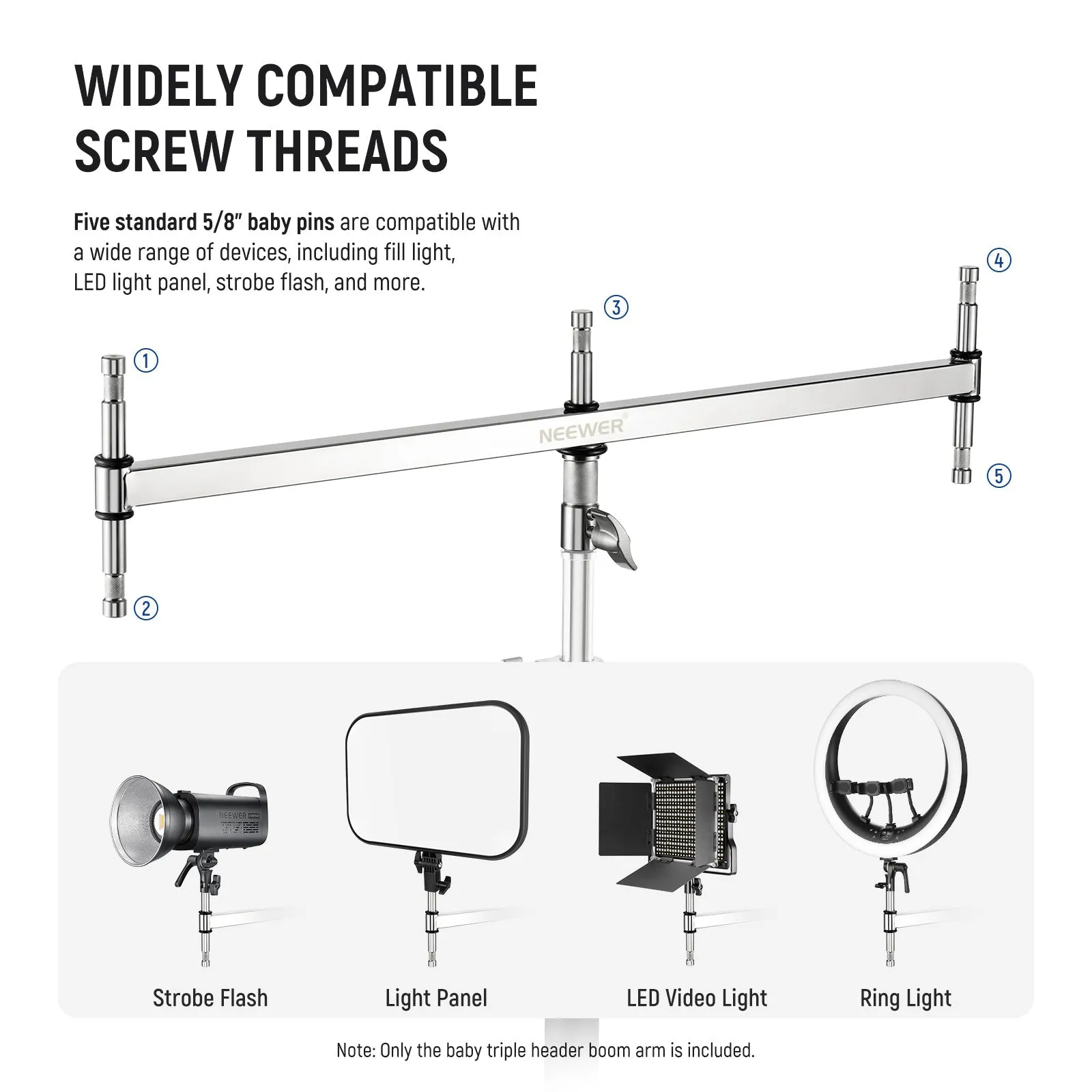 NEEWER UA005 Baby Triple Header Boom Arm