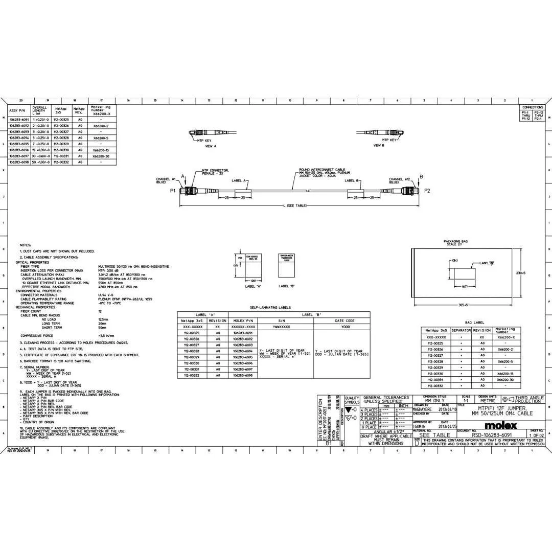 NetApp X66200-30 - 30m Data Cable with Plug MPO/MPO | Opt, OM4, MPO/MPO, Type B,