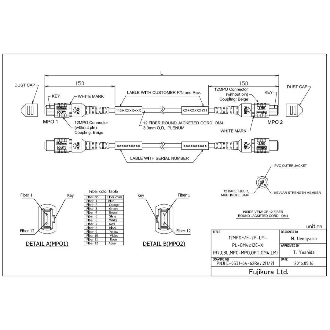 NetApp X66200-30 - 30m Data Cable with Plug MPO/MPO | Opt, OM4, MPO/MPO, Type B,