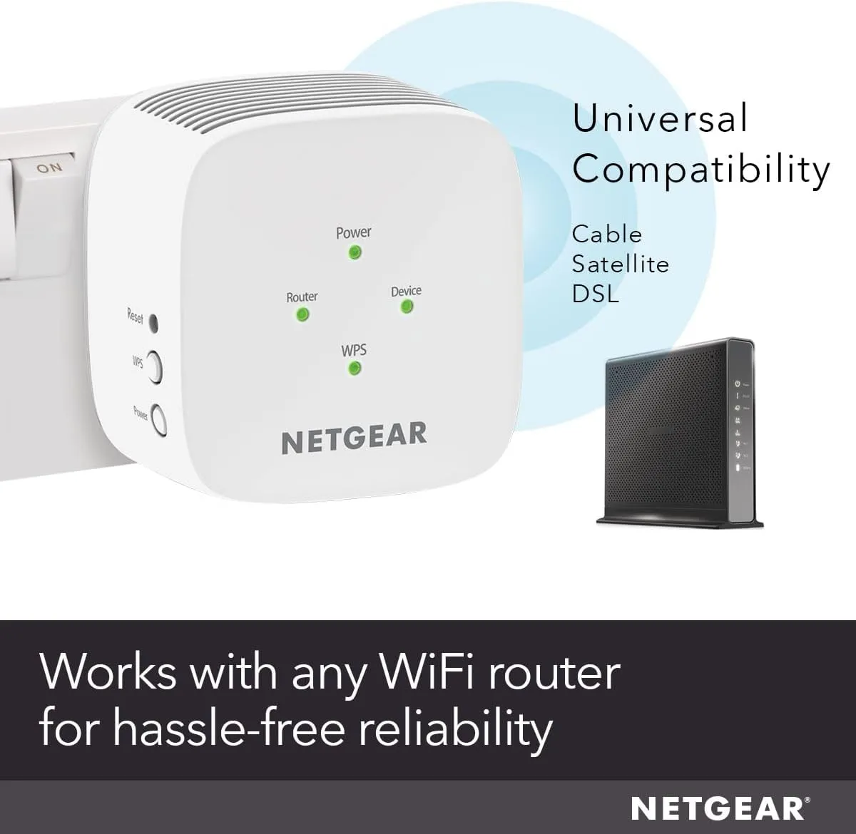 NETGEAR EX6110 WiFi Range Extender Booster – 1.2 Gbps, Compact Design, Ethernet Port, Easy Setup, White