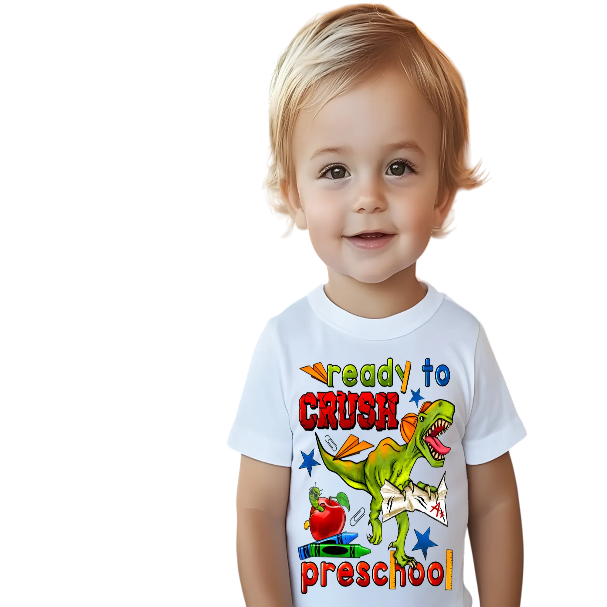 NicholesGifts Toddler Boys Dinosaur Ready To crush Preschool Short Sleeve Premium T-Shirt