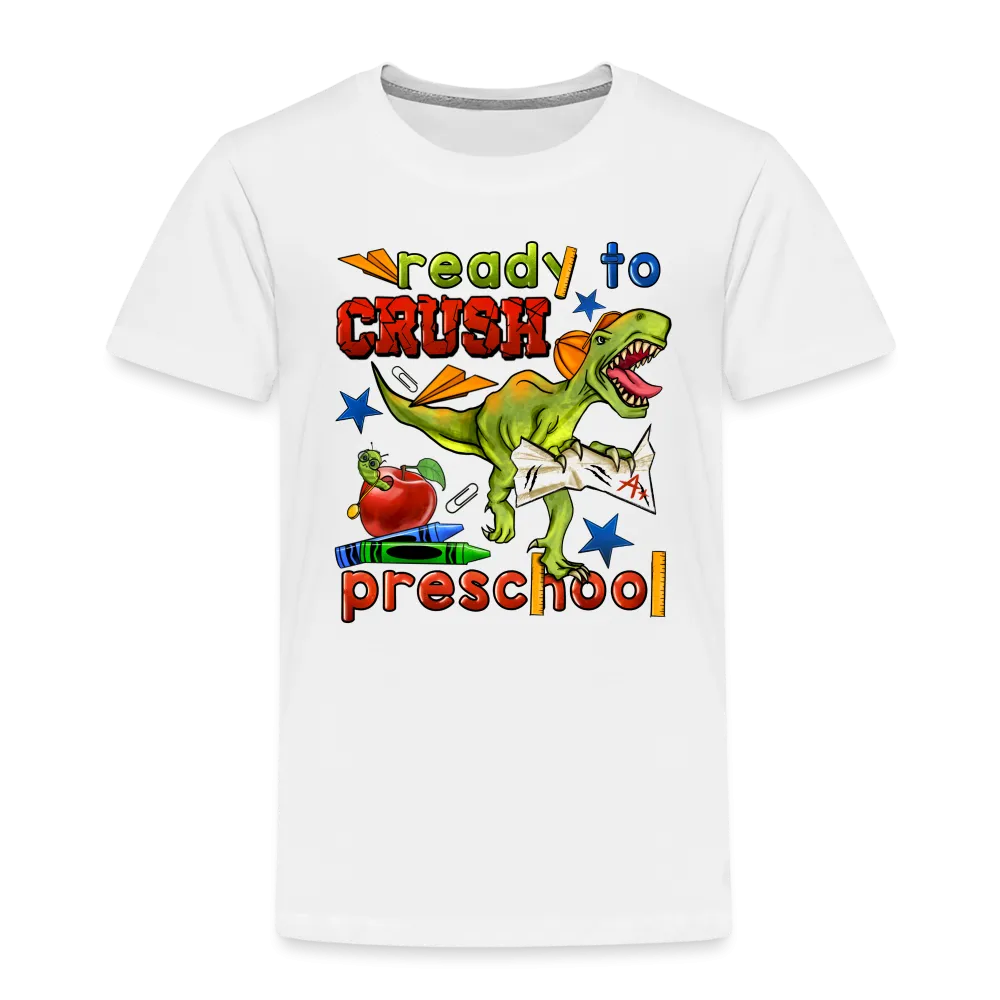 NicholesGifts Toddler Boys Dinosaur Ready To crush Preschool Short Sleeve Premium T-Shirt