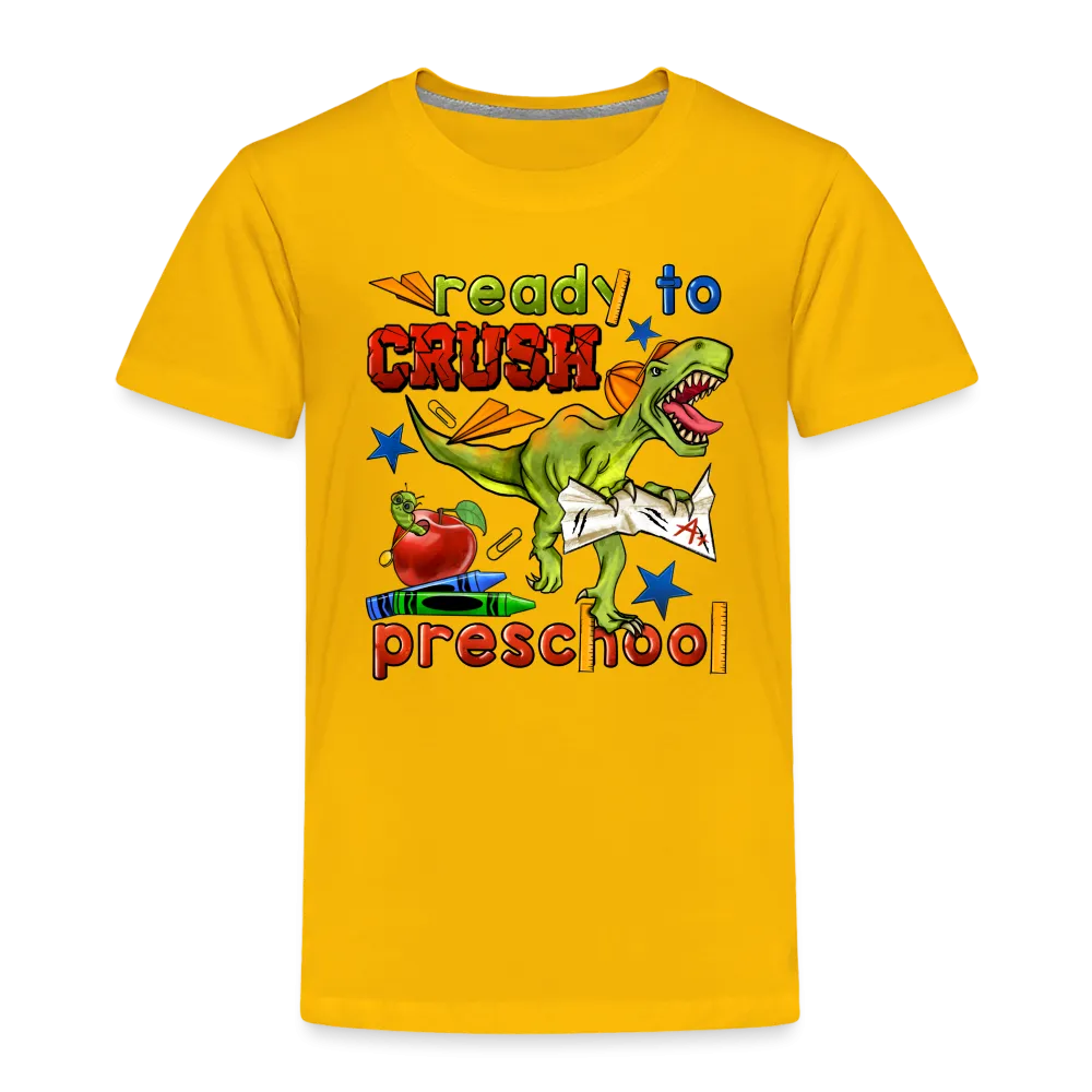 NicholesGifts Toddler Boys Dinosaur Ready To crush Preschool Short Sleeve Premium T-Shirt