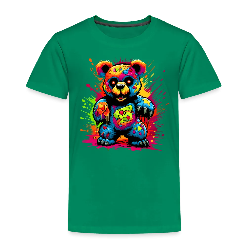 NicholesGifts Toddler Boys Multicolored Color Splash Teddy Bear Crewneck Short Sleeve T-Shirt