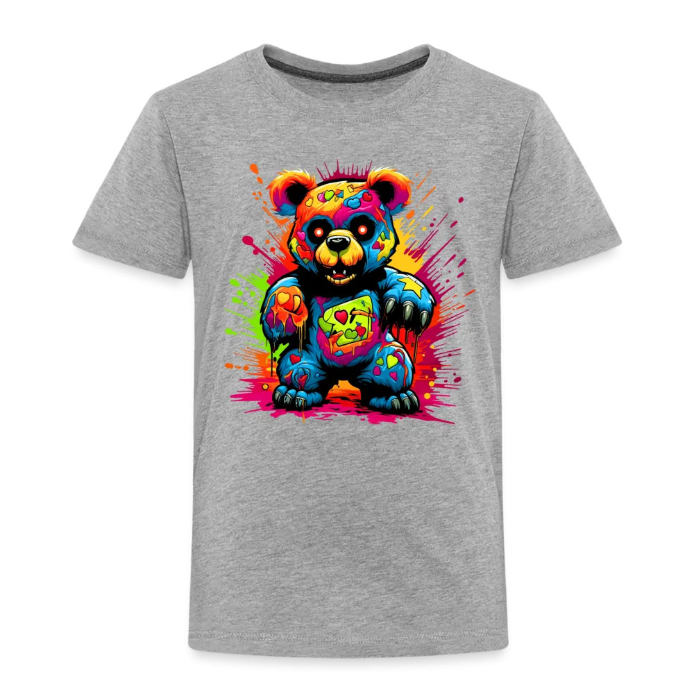 NicholesGifts Toddler Boys Multicolored Color Splash Teddy Bear Crewneck Short Sleeve T-Shirt