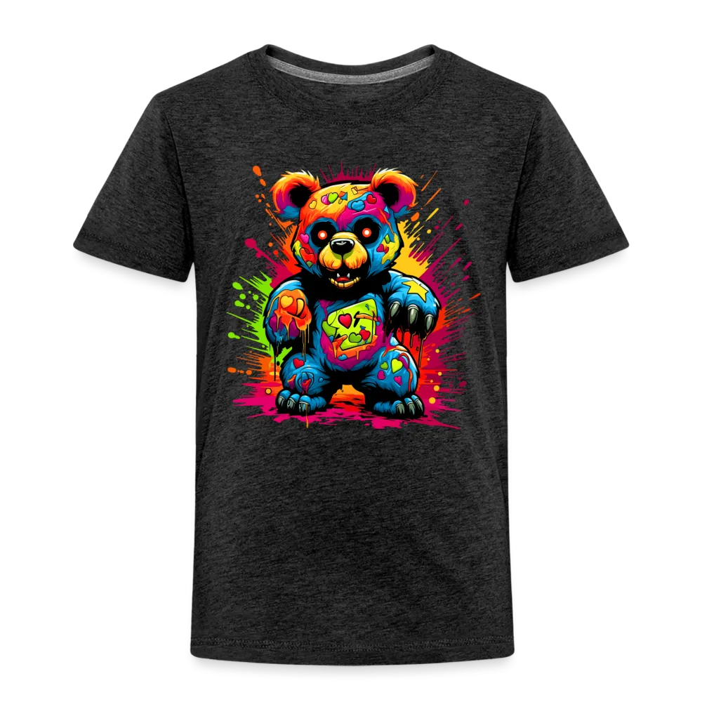 NicholesGifts Toddler Boys Multicolored Color Splash Teddy Bear Crewneck Short Sleeve T-Shirt