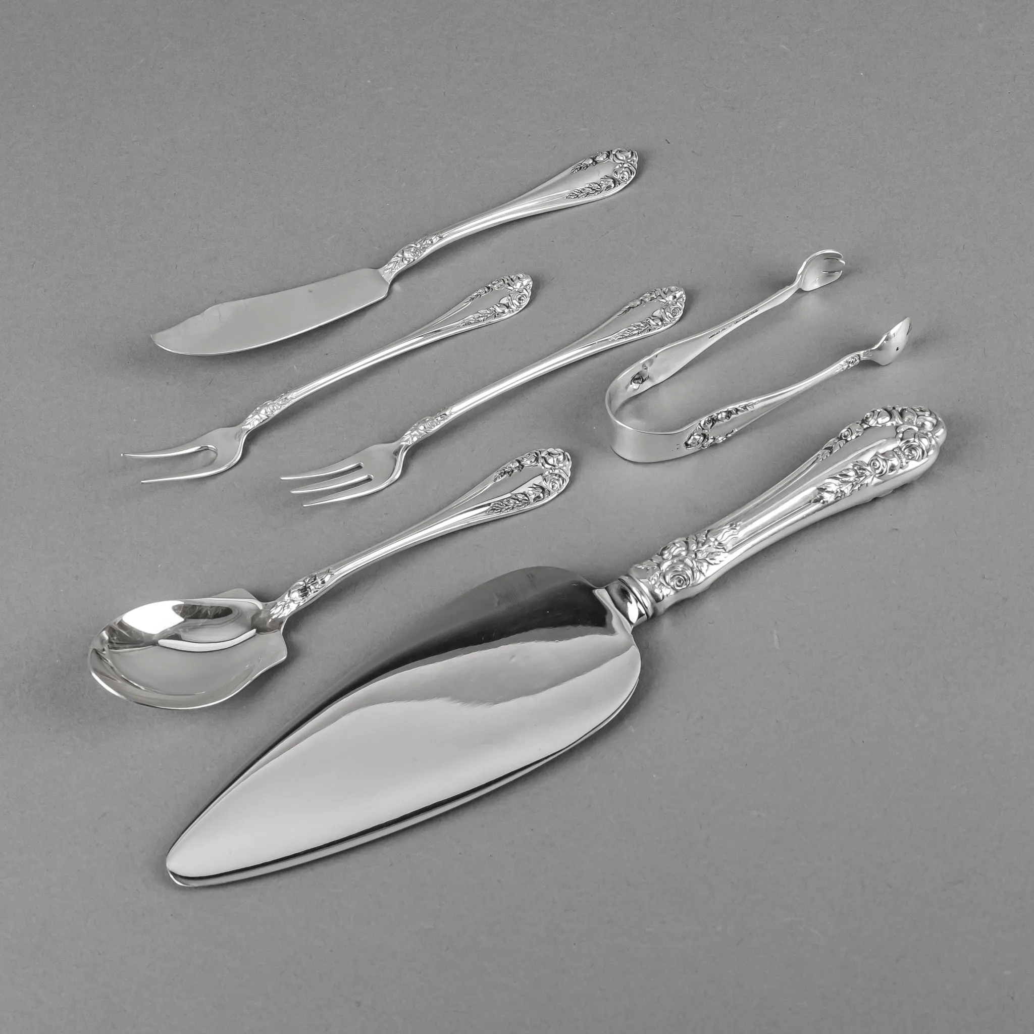 NORTHUMBRIA Normandy Rose Sterling Flatware 6 Place Settings w/Serving Pieces