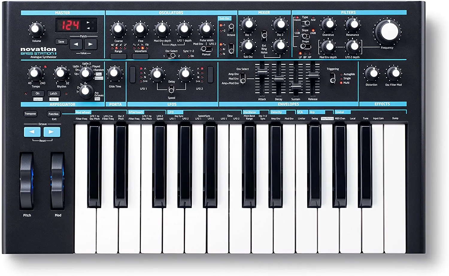 Novation Bass Station II 25 Key Monophonic Analog Synthesizer