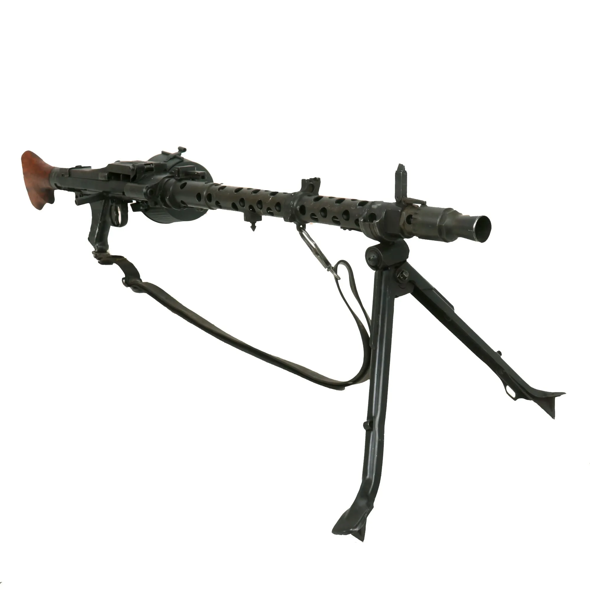 Original German WWII MG 34 Display Machine Gun by Waffenwerke Brünn with Belt Carrier & Leather Carry Sling - dated 1945