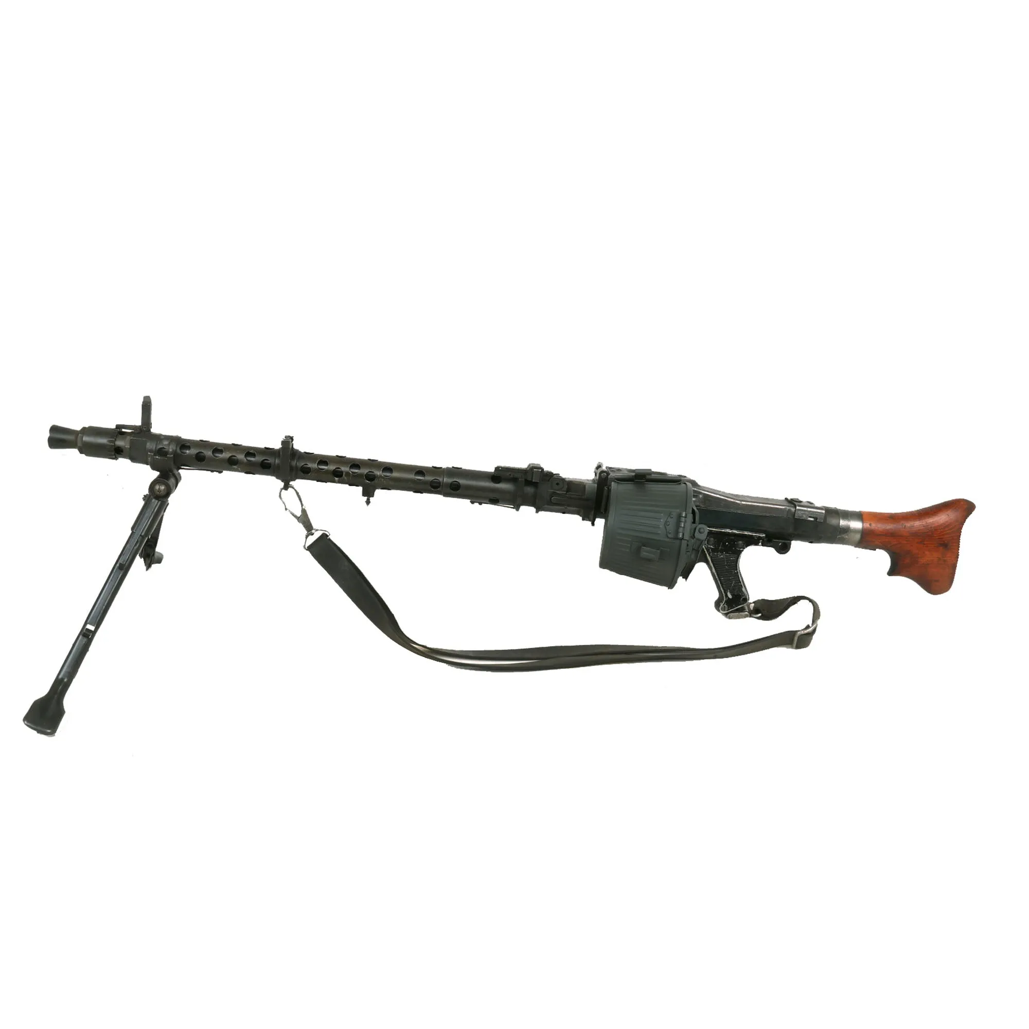 Original German WWII MG 34 Display Machine Gun by Waffenwerke Brünn with Belt Carrier & Leather Carry Sling - dated 1945