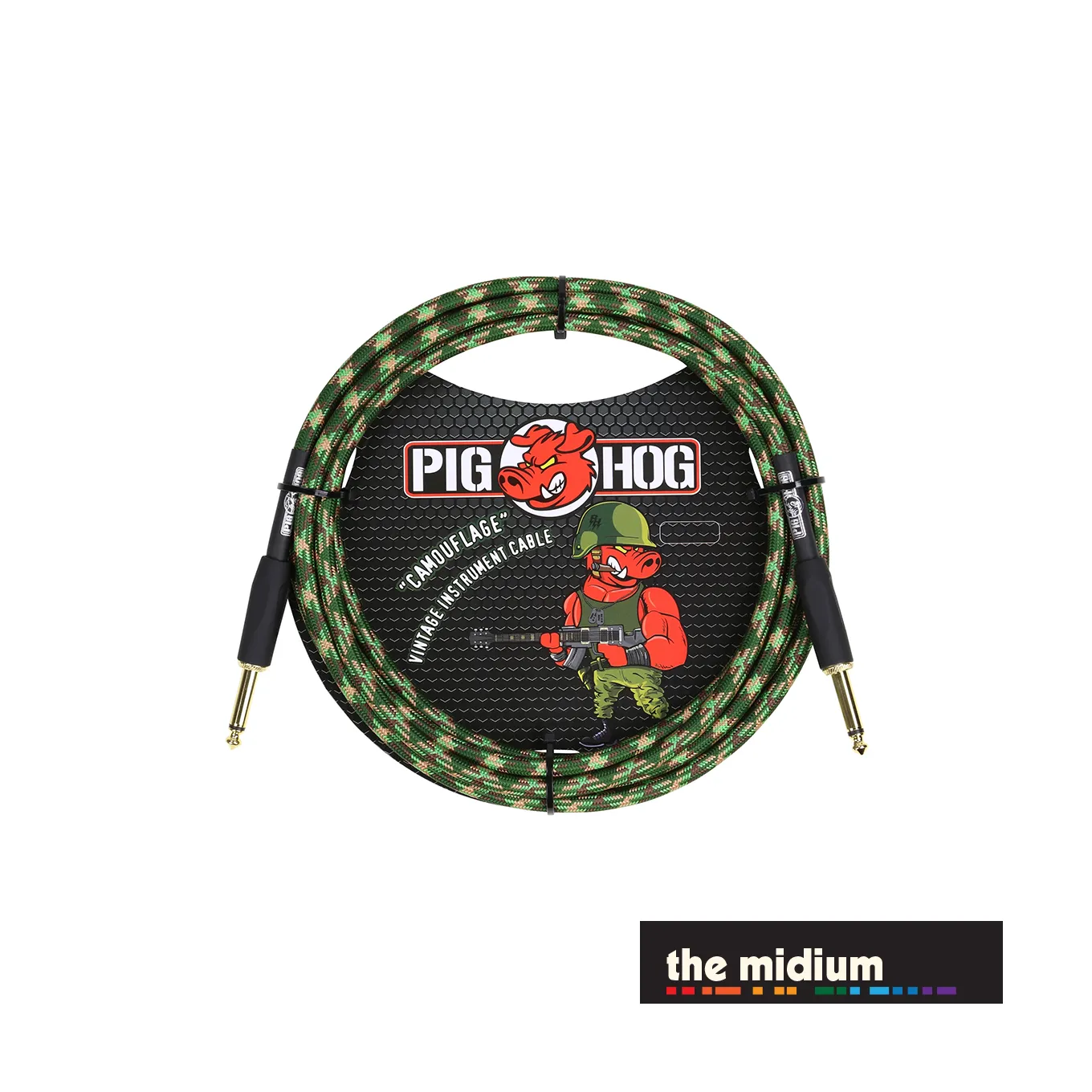 Pig Hog Vintage Series 1/4" TS Instrument Cable — Camouflage — (Multiple Lengths)