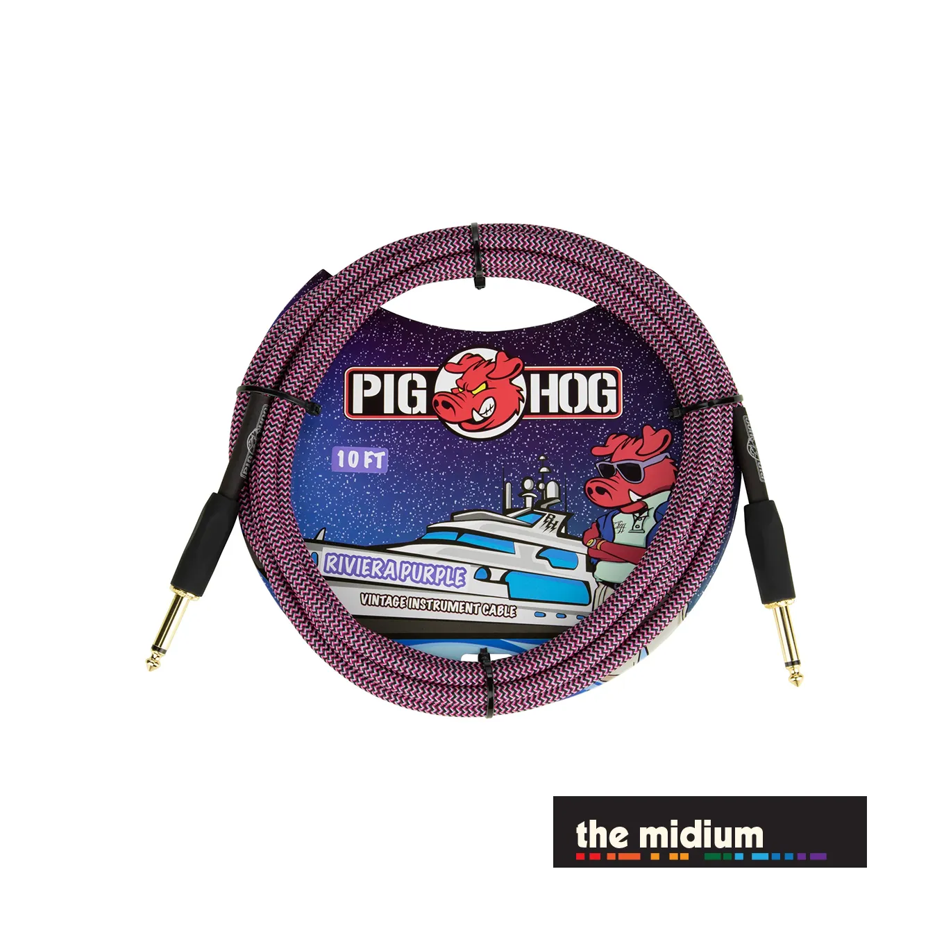 Pig Hog Vintage Series 1/4" TS Instrument Cable — Riviera Purple — (Multiple Lengths)