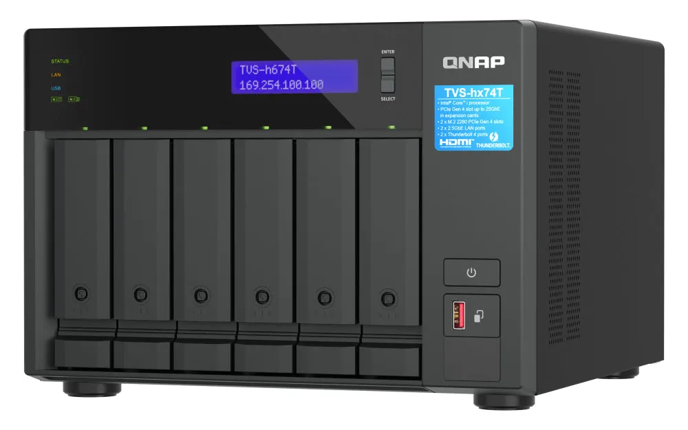 Qnap Tvs-H674t - Nas Server - 6 Bays - Sata 6Gb/S - Raid Raid 0, 1, 5, 6, 10, Jbod, 50 - Ram 32 Gb - 2.5 Gigabit Etherne