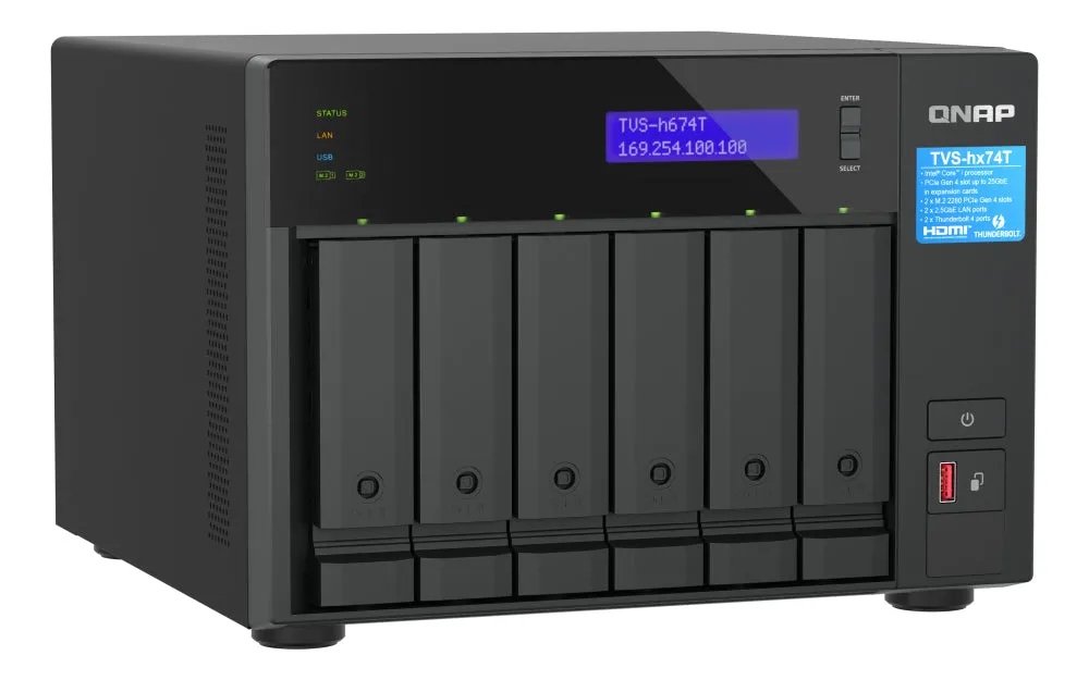 Qnap Tvs-H674t - Nas Server - 6 Bays - Sata 6Gb/S - Raid Raid 0, 1, 5, 6, 10, Jbod, 50 - Ram 32 Gb - 2.5 Gigabit Etherne