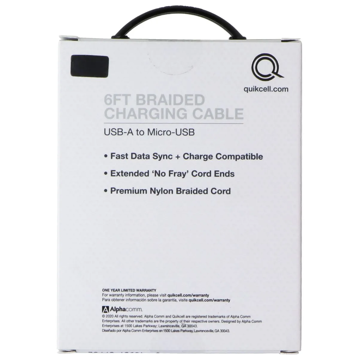 Quikcell 6ft Braided USB-A to Micro-USB Charging Cable - Black