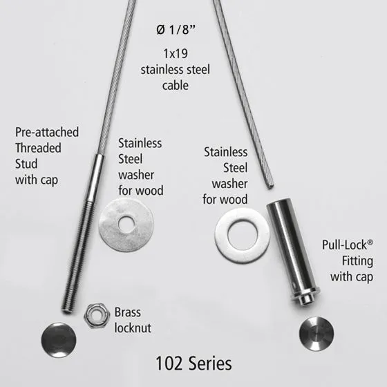 RailFX® Cable Rail Kits | 102 Series | Ø 1/8" Cable | Through-Post | Wood Post Applications