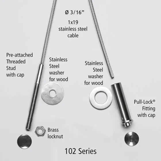 RailFX® Cable Rail Kits | 102 Series | Ø 3/16" Cable | Through-Post | Wood Post Applications