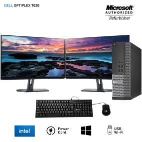 Refurbished (Good) - Dell OptiPlex 7020 SFF Desktop, Intel Core i7-4770 3.40 GHz, 32GB RAM, 1TB SSD, Windows 10 Pro, with Dual (2) New 20" Monitor w/ Integrated Webcam