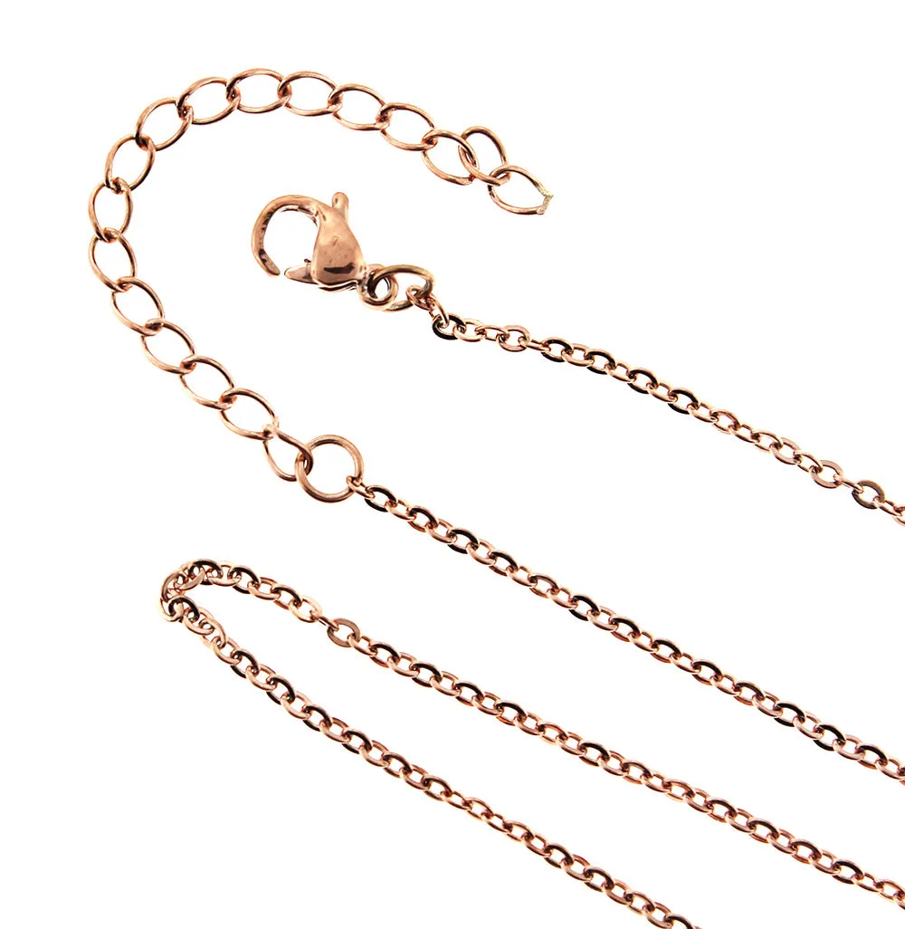 Rose Gold Tone Stainless Steel Cable Chain Necklace 16" - 1.5mm - 1 Necklace - N595