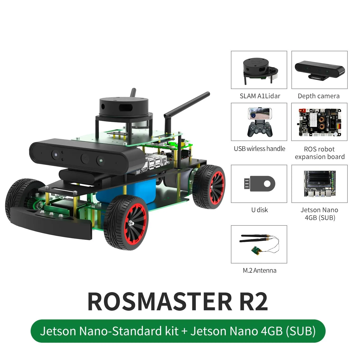 ROSMASTER R2 ROS2 Robot with Ackermann structure for Jetson NANO 4GB/Orin NANO/Orin NX/RPi 5/4B(Max Speed:1.8m/s)