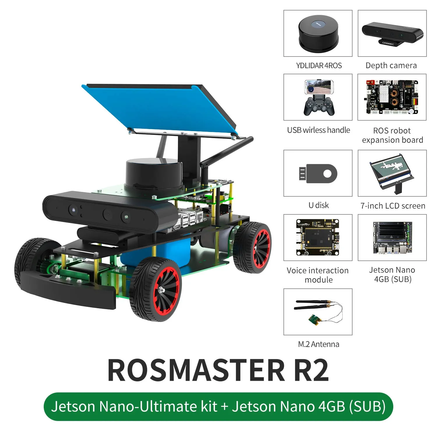 ROSMASTER R2 ROS2 Robot with Ackermann structure for Jetson NANO 4GB/Orin NANO/Orin NX/RPi 5/4B(Max Speed:1.8m/s)