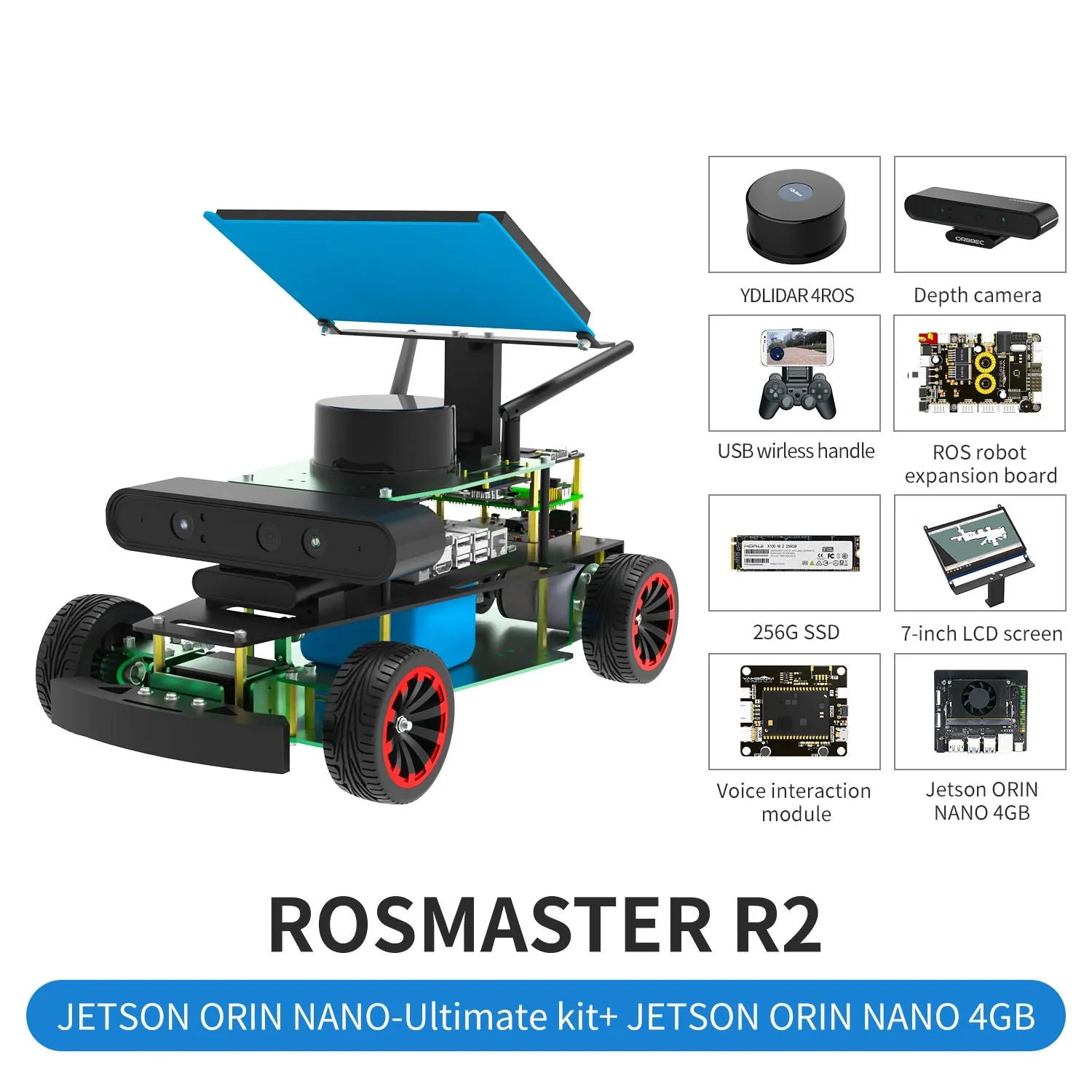 ROSMASTER R2 ROS2 Robot with Ackermann structure for Jetson NANO 4GB/Orin NANO/Orin NX/RPi 5/4B(Max Speed:1.8m/s)