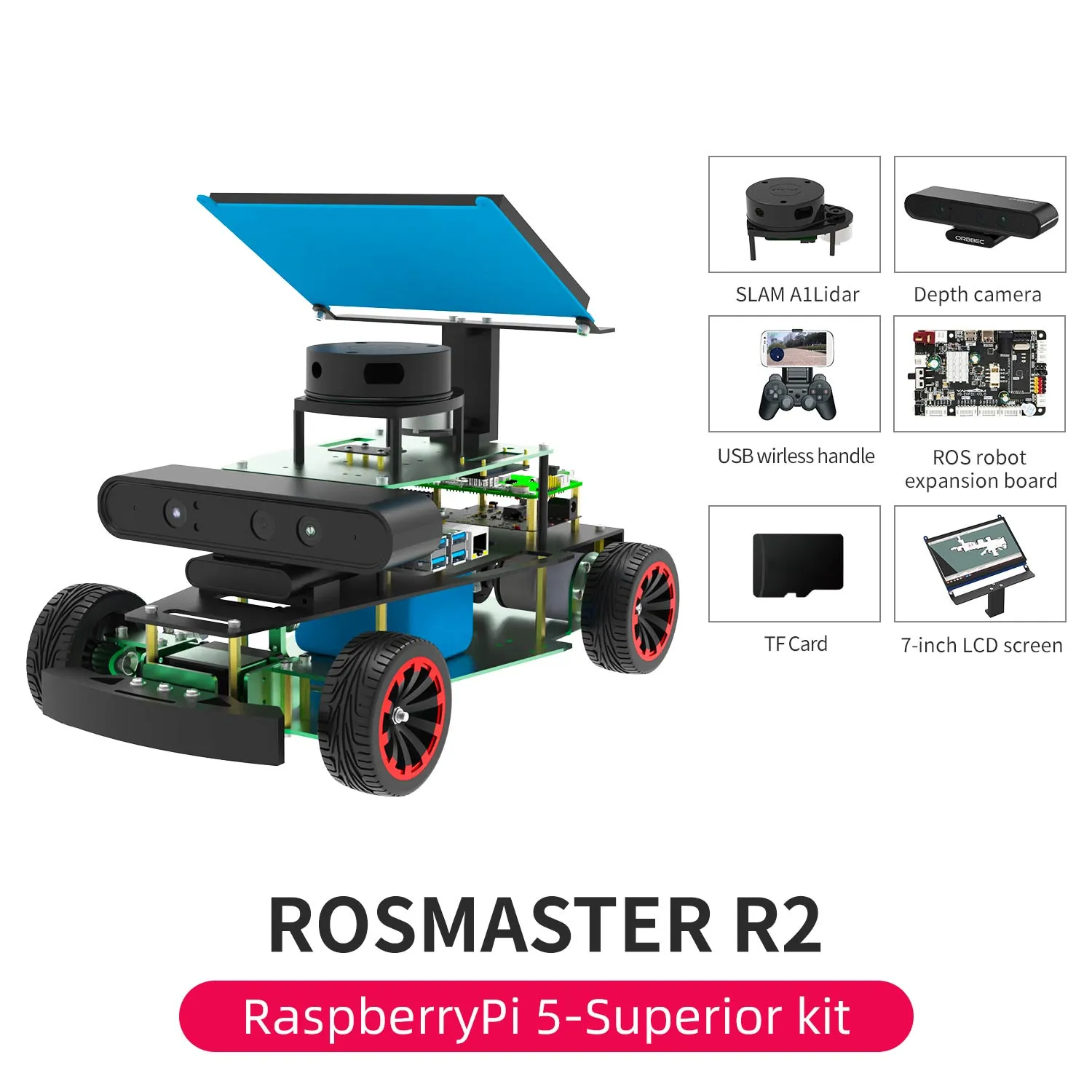 ROSMASTER R2 ROS2 Robot with Ackermann structure for Jetson NANO 4GB/Orin NANO/Orin NX/RPi 5/4B(Max Speed:1.8m/s)