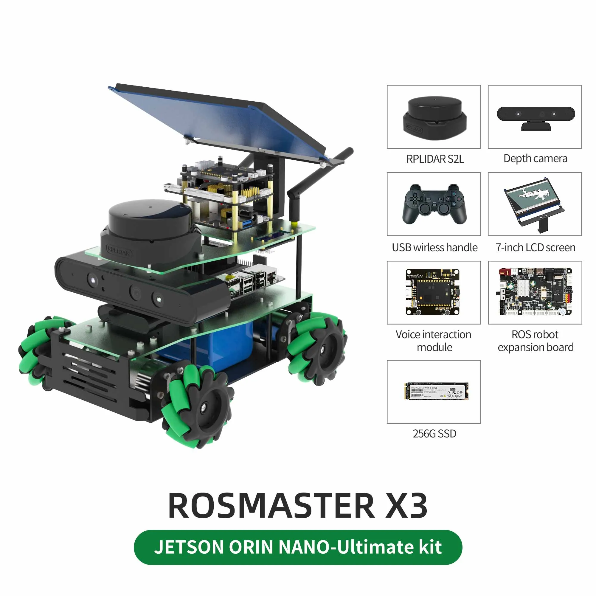 ROSMASTER X3 ROS2 Robot with Mecanum Wheel for Jetson NANO 4GB/Orin NANO/Orin NX/RaspberryPi 5