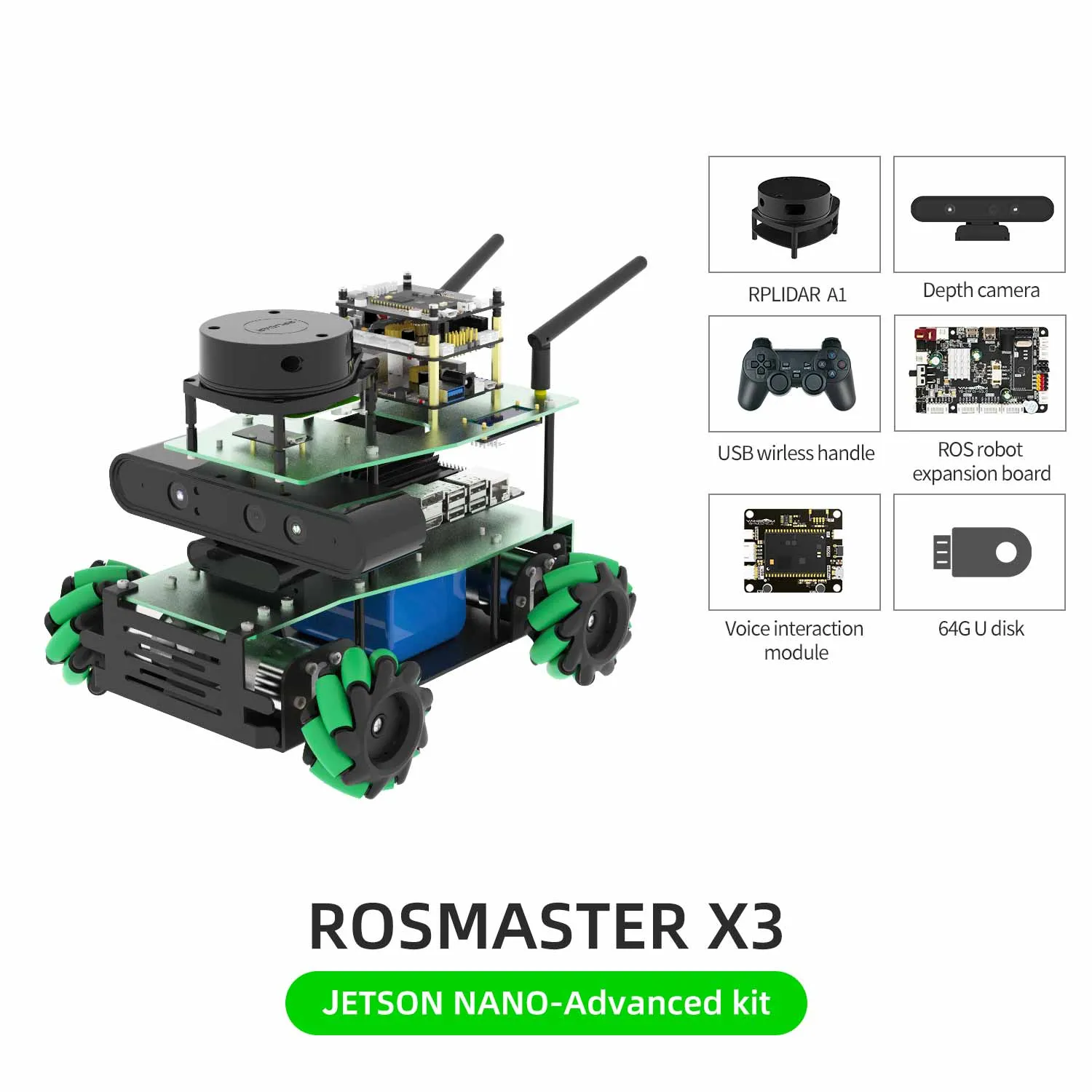 ROSMASTER X3 ROS2 Robot with Mecanum Wheel for Jetson NANO 4GB/Orin NANO/Orin NX/RaspberryPi 5