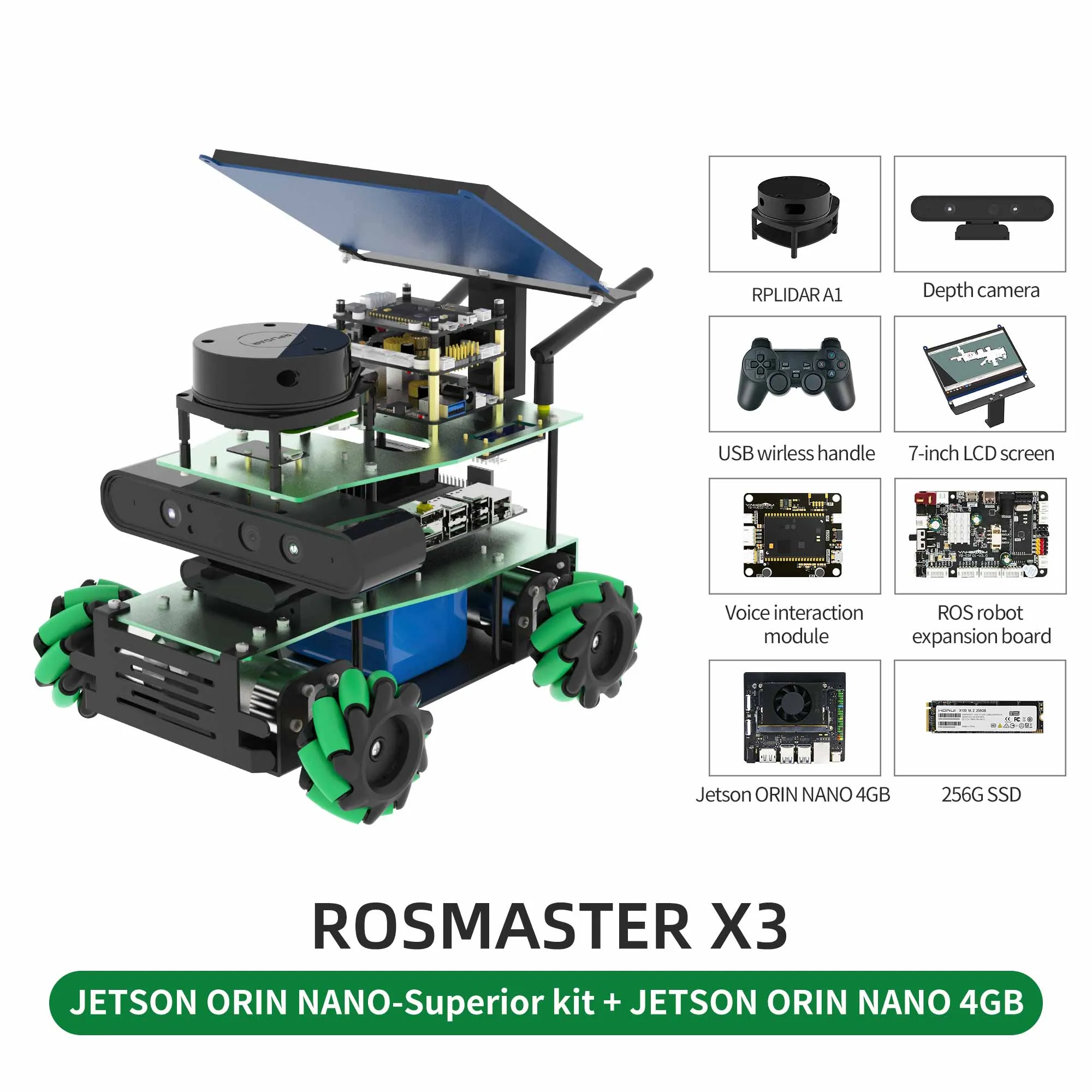 ROSMASTER X3 ROS2 Robot with Mecanum Wheel for Jetson NANO 4GB/Orin NANO/Orin NX/RaspberryPi 5