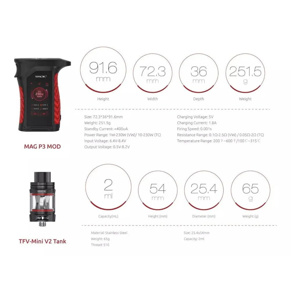 Smok - Mag P3 - Dual 18650 Vape Kit with TFV9 Tank