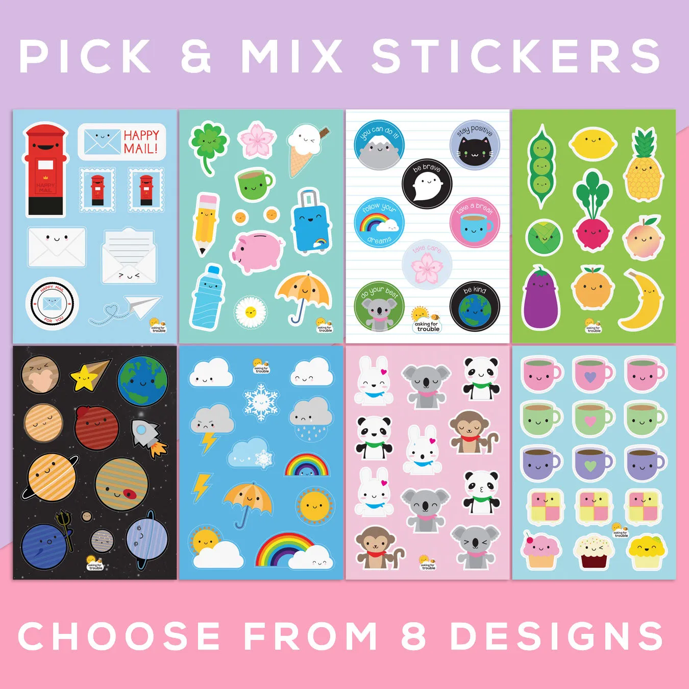 Solar System Kawaii Space Sticker Sheets